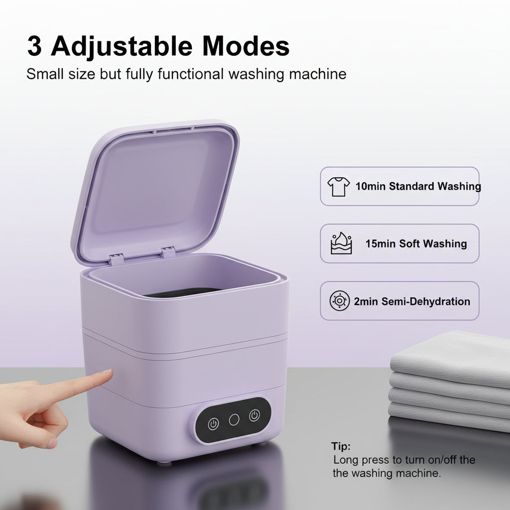 Mini Washing Machine – Foldable Portable Electric Laundry Washer for Clothes, Baby Items & Underwear | Compact Travel-Friendly Bucket Washer for Dorms, Apartments & Outdoor Use