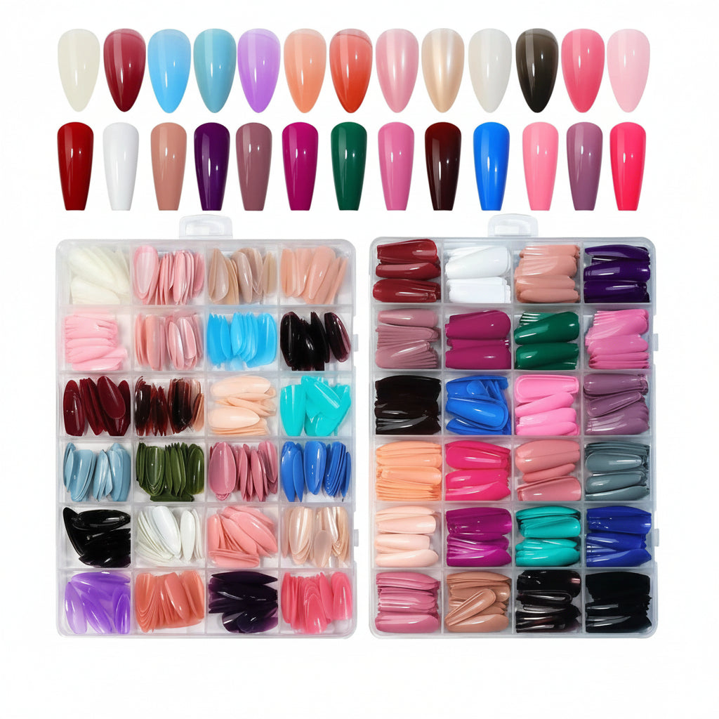 576 Pcs Box Colorful Artifical Nails Acrylic Full Cover Nail | Fake Nails | Fancy Artifical Nails | French nails | Nails For girls In Multicolours
