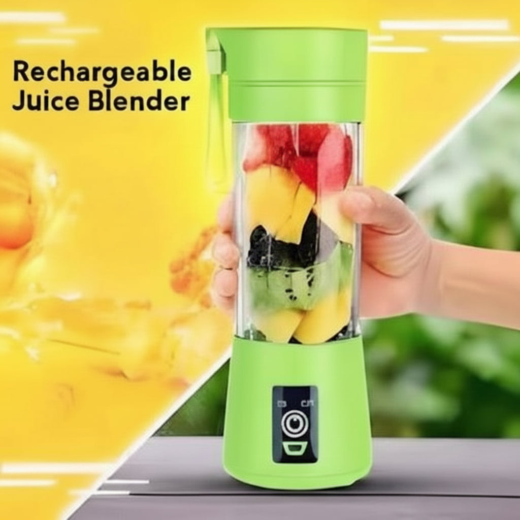 USB Rechargeable Juicer Blender 6 Blades Electric Blender Mini Portable Personal Size USB Rechargeable Mixer 380ml Food Grade Water Bottle Portable Fruit Juicer Machine (Double Click Start) By Bee To Door